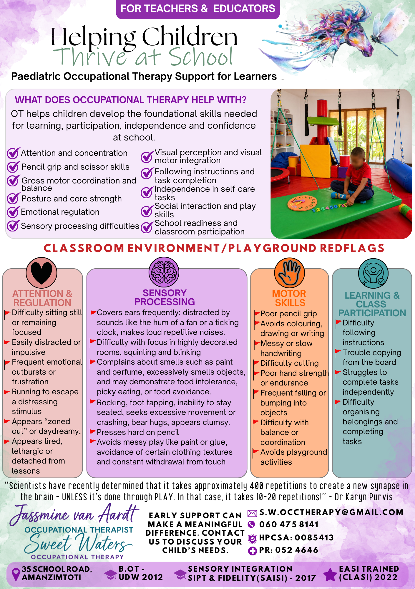 For Teachers and Educators — Helping Children Thrive at School. A guide to classroom red flags across attention, sensory processing, motor skills and learning.