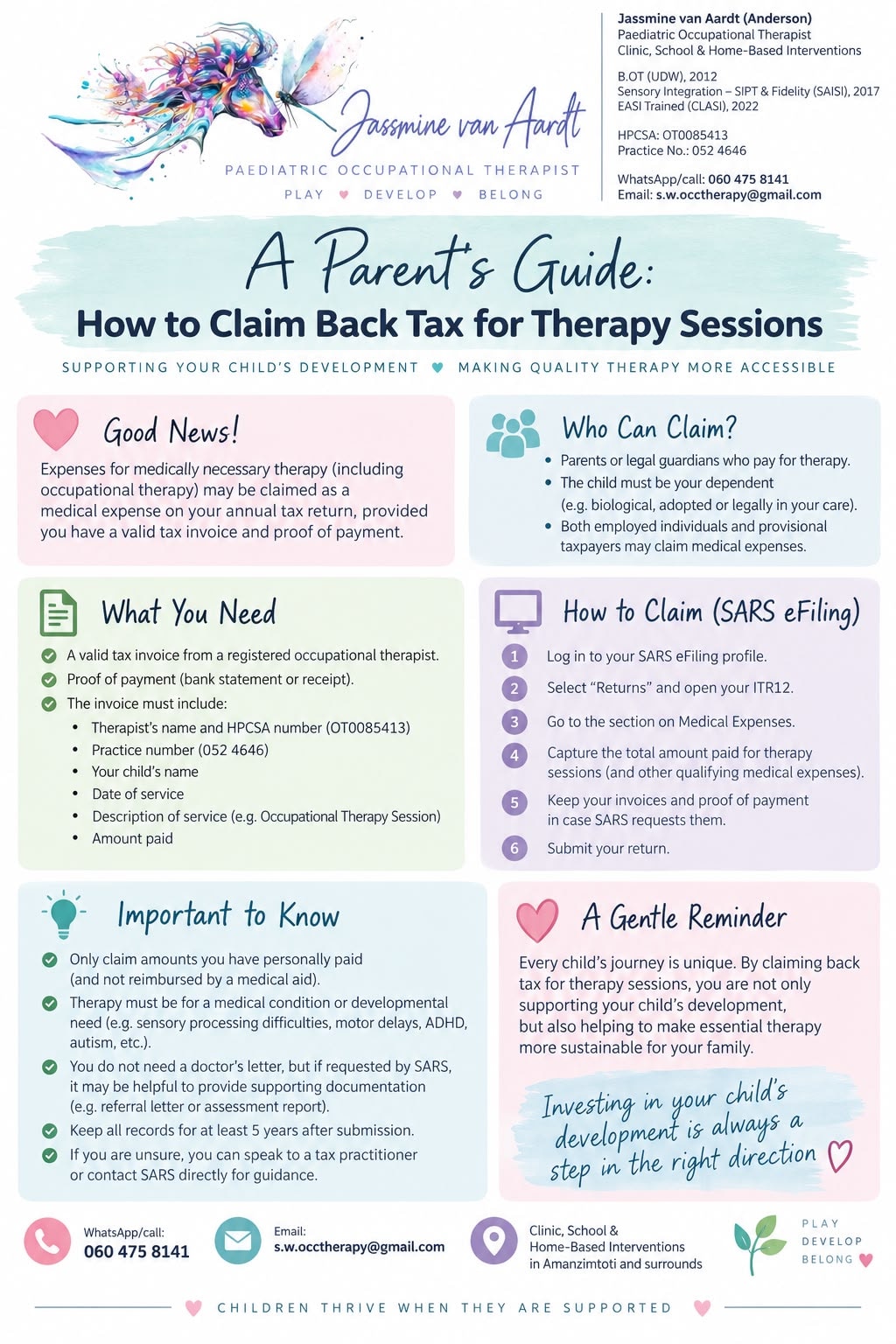 A Parent's Guide: How to Claim Back Tax for Therapy Sessions via SARS eFiling.