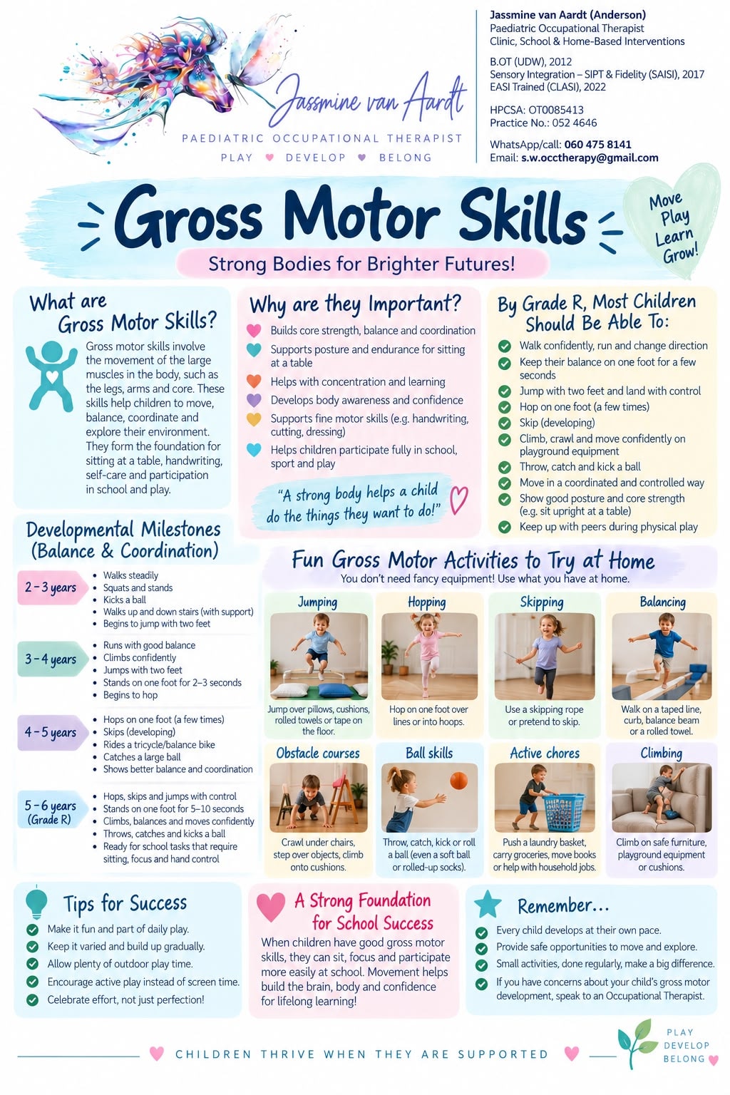 Gross Motor Skills — Strong Bodies for Brighter Futures. Developmental milestones and fun activities for children.